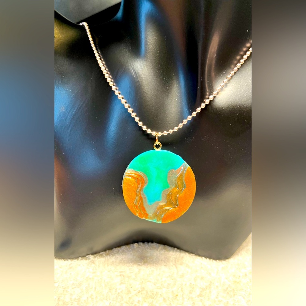 🌸💖cute handmade geography/terrain-resin pendant with chain